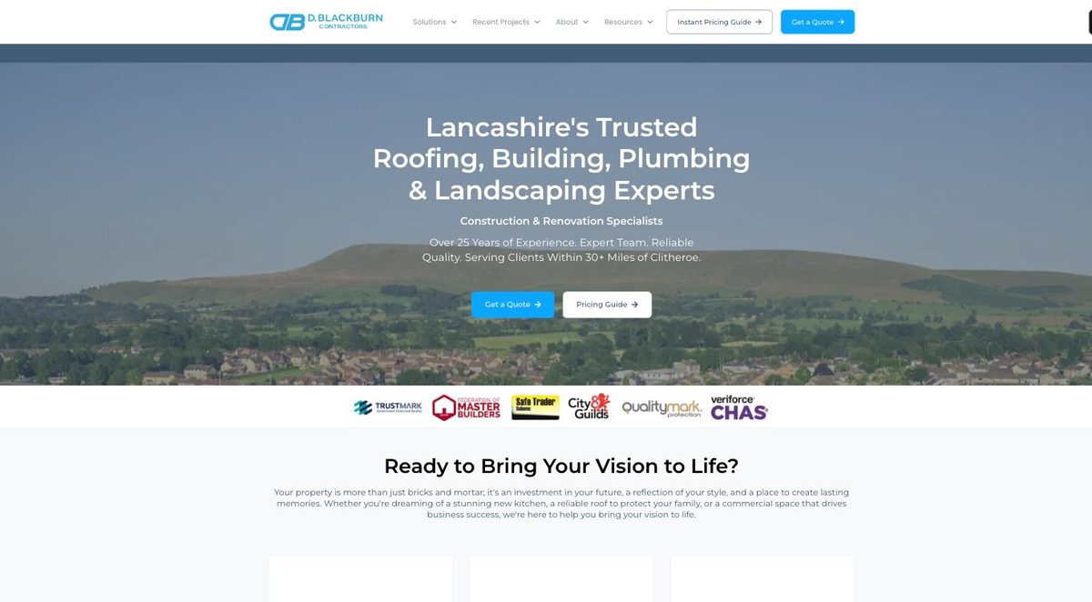 The new D Blackburn Contractors website, built on HubSpot